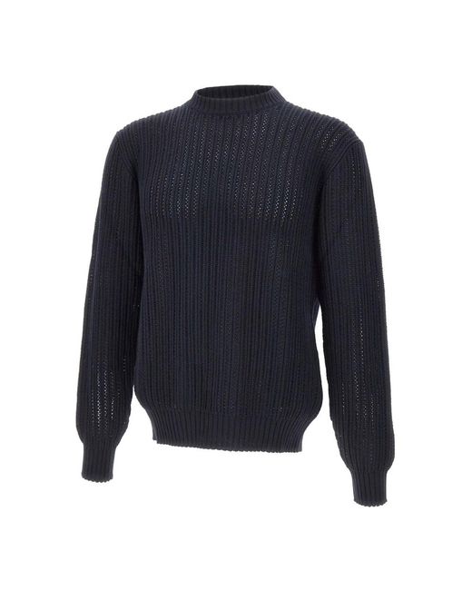FILIPPO DE LAURENTIIS Blue Round-Neck Knitwear for men