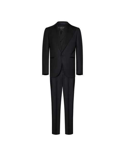 Franzese Collection Kostuums ,Zwart ,Wol Zwart Tuxedo Pak James Bond Stijl in het Black voor heren