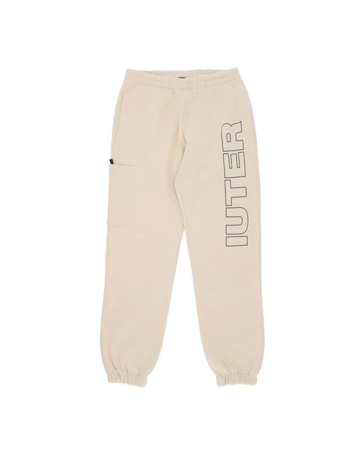Iuter Broeken ,Katoen Fleece Tracksuit Trainingsbroeken Room in het Natural voor heren