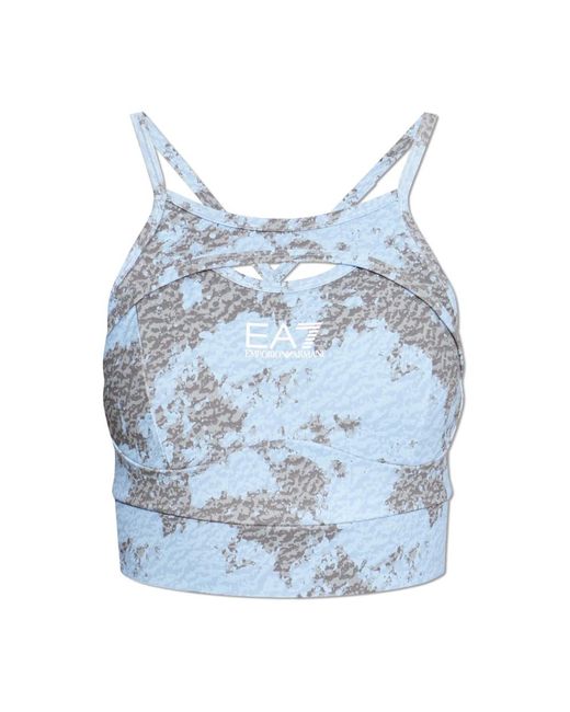 EA7 Fitness ,Blauw ,Leer Short Training Top Met Bandjes in het Blue