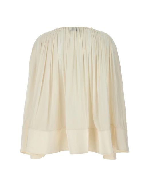 Lanvin Wijde Blouse V-Hals Trekkoord in het Natural