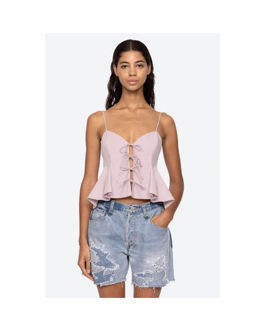 Sleeveless Tops Sea de color Pink