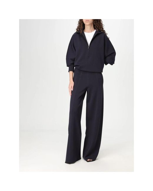 Max Mara Wide Leg Tailored Pants in het Blue