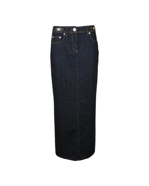 Versace Lange Denim Rok in het Blue