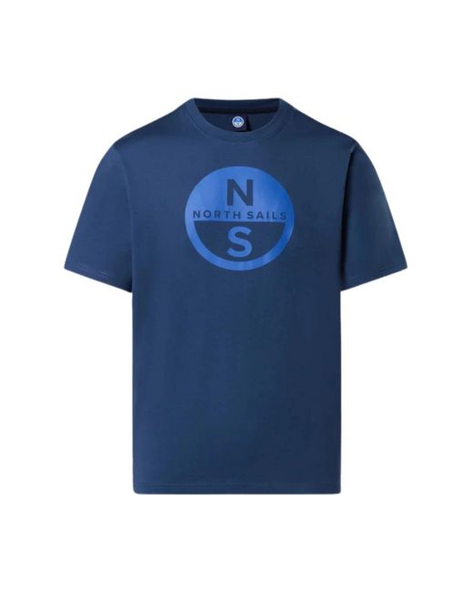 North Sails Tops ,Blauw ,Katoen Groot Logo Katoenen T-Shirt in het Blue voor heren
