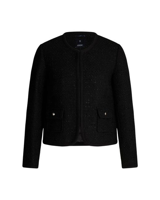 Joop! Jassen ,Zwart ,Tweed Bouclé Jas Met Haaksluiting in het Black