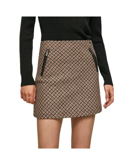 Pepe Jeans Black Bedruckter Minirock Mit Reißverschlusstaschen