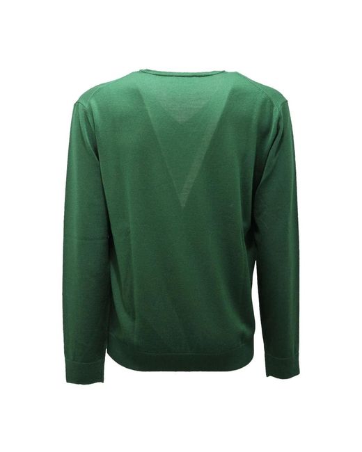 Aquascutum Grüner Wollmischung V-Ausschnitt Pullover in Green für Herren