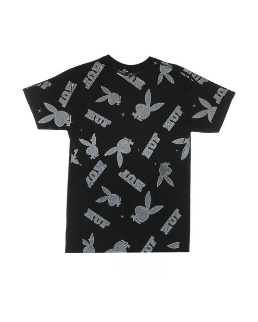 Huf Tops ,Zwart ,Katoen Patroon Tee X Playboy Zwarte T-Shirt in het Black voor heren