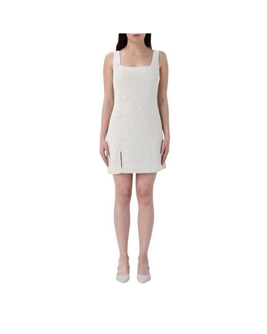 Staud White Elegantes Perlen Midi Kleid