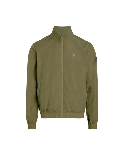 Calvin Klein Nylon Casual Jacke Gerippter Kragen in Green für Herren