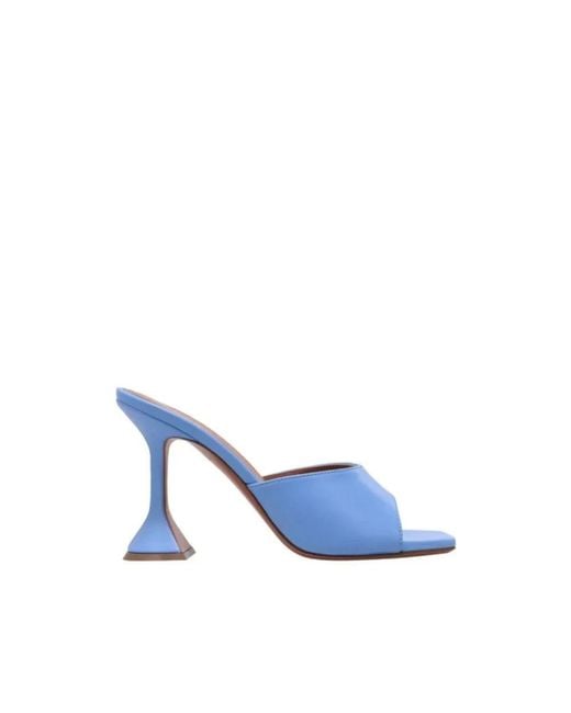 AMINA MUADDI Blue Heeled Mules