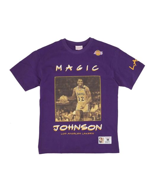 Mitchell & Ness Tops ,Paars ,Katoen Nba Vintage Logo Tee Ervin Johnson in het Purple voor heren