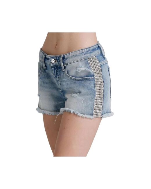 Met Denim Shorts in het Blue