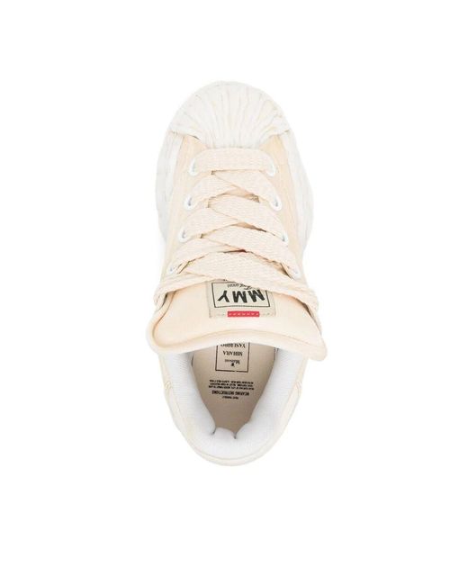 Maison Mihara Yasuhiro Gelbe schnürschuhe mit runder spitze in White für Herren
