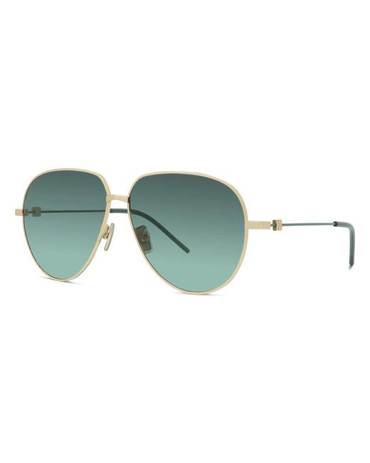 Givenchy Accessoires ,Geel ,Gouden Metalen Druppel Zonnebril Blauwe Lenzen in het Green