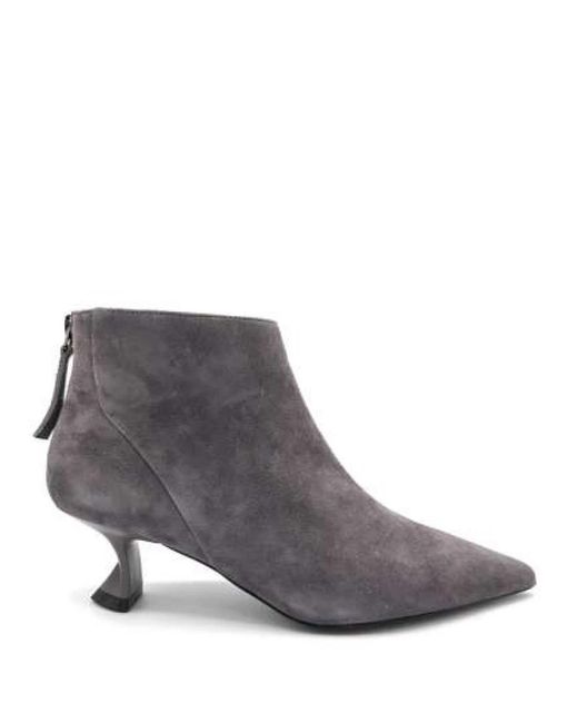Jeannot Schoenen ,Grijs ,Suède Suede Zip Back Leather Effect Heels in het Gray