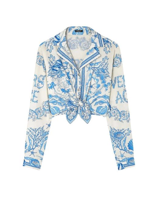 Versace Blauw Barok Print Overhemd Lange Mouwen in het Blue