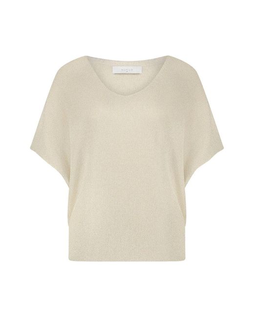 Nukus Dina Top Met Korte Mouwen Lurex in het Natural