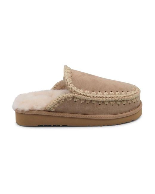 Mou Natural Handgemachte Eskimo Hausschuhe Clog Kamel