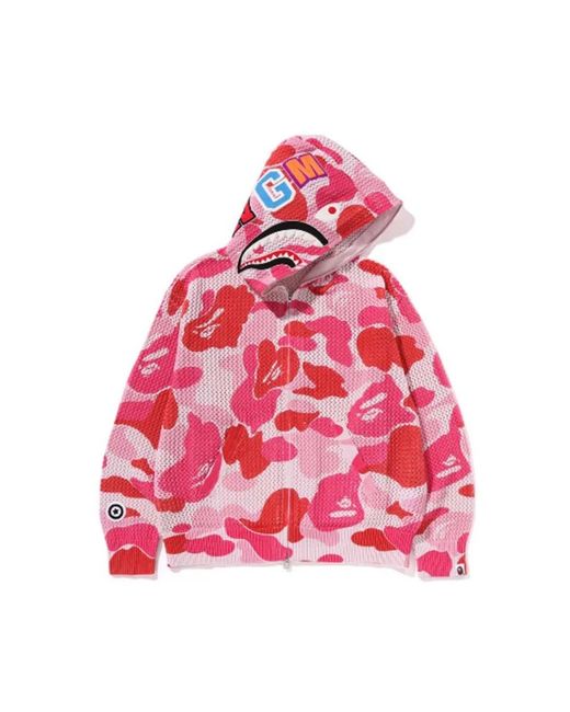 A Bathing Ape Abc Camo Häkel-Reißverschluss-Hoodie in Pink für Herren