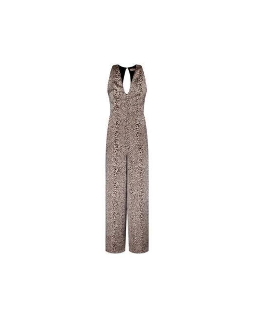 Twinset Jumpsuits & Playsuits ,Bruin ,Leer Animalier Jumpsuit Met V-Hals in het Brown