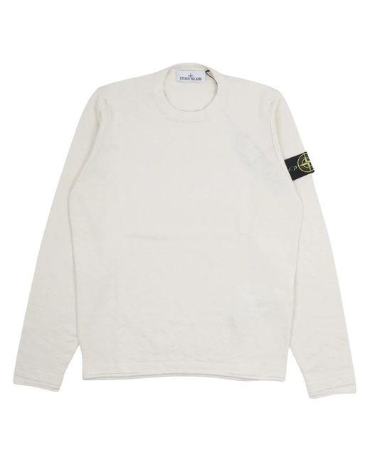 Stone Island White Round-Neck Knitwear for men