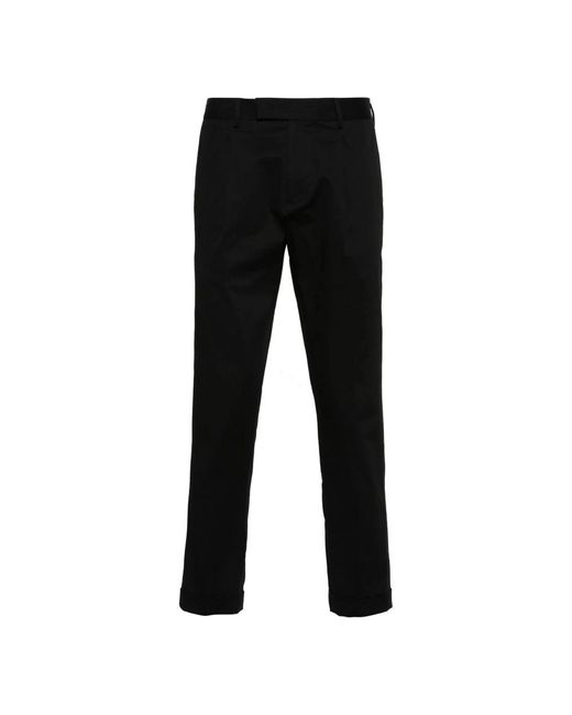 Pantaloni in twill di cotone nero di Low Brand in Black da Uomo
