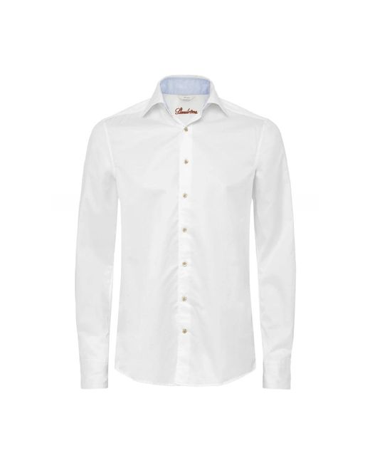Camicia slimline gingham di Stenstroms in White da Uomo