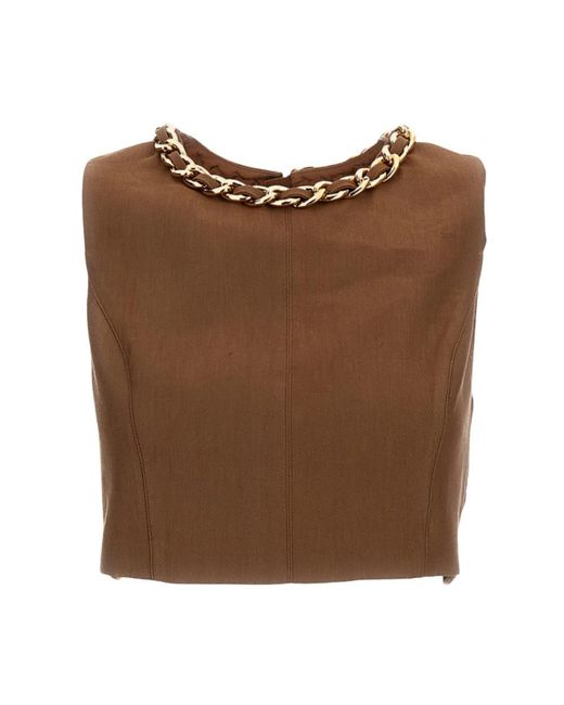 Elisabetta Franchi Brown Sleeveless Tops