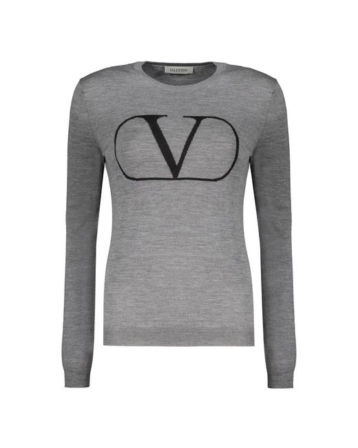 Round-Neck Knitwear di Valentino Garavani in Gray