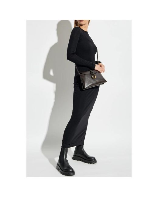 Jil Sander Kleedjes ,Zwart ,Wol Double-Layered Jurk in het Black