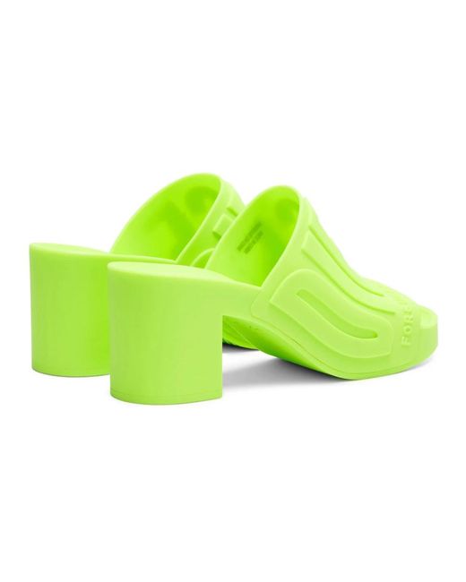 DIESEL Green Sa-pamela h - bade-slides aus neon-gummi mit absatz