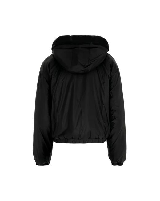 Moose Knuckles Jassen ,Zwart ,Polyester Zwarte Hoodie Met Rits Elastisch Logo in het Black