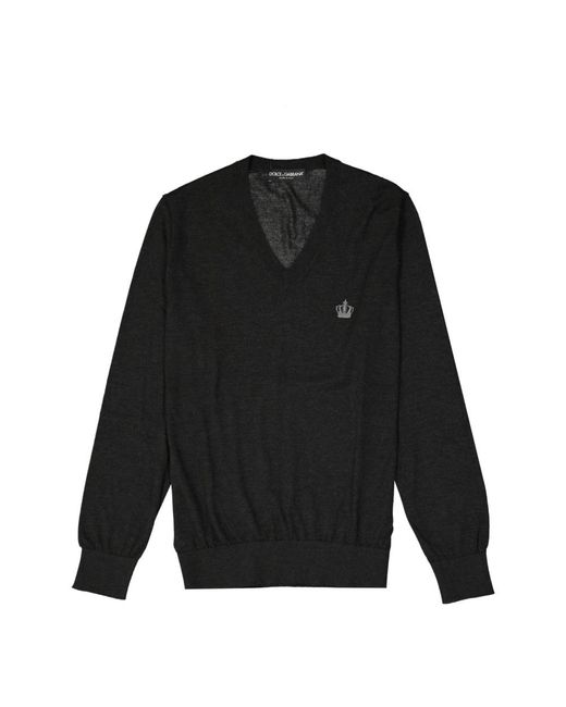 Dolce & Gabbana Black V-Neck Knitwear for men