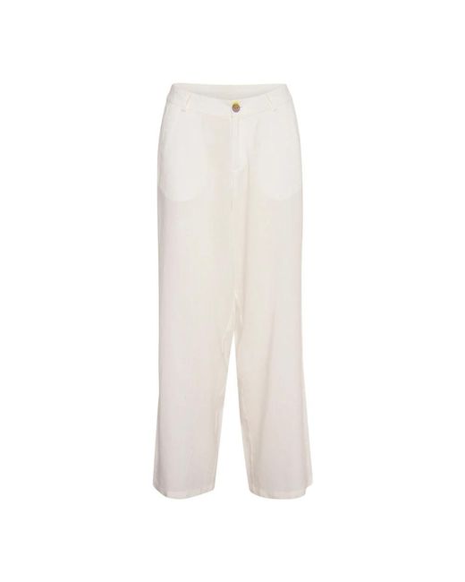 Cream White Wide Trousers