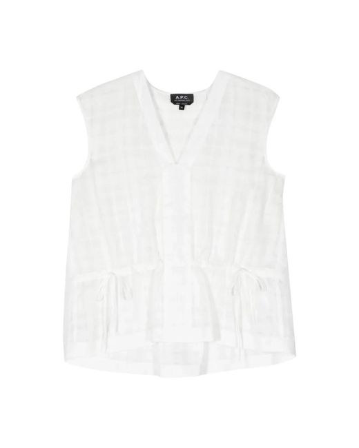 Vestido de cuadros de lino-algodón A.P.C. de color White