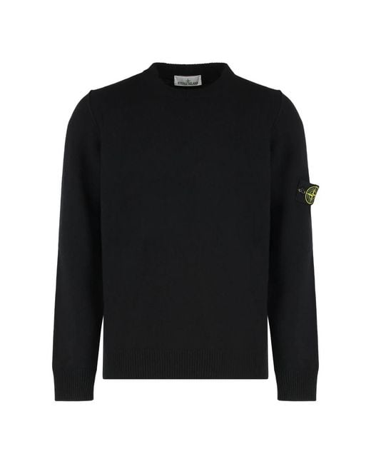 Stone Island Black Round-Neck Knitwear for men