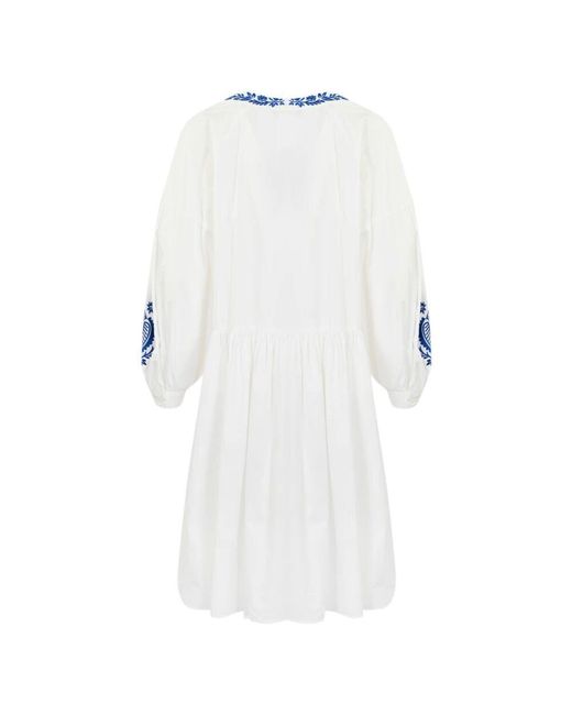 Weekend by Maxmara Blue Ethnisches baumwoll-knielanges kleid