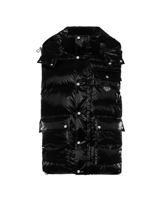 Philipp Plein Jassen ,Zwart ,Nylon Nylon Puffer Vest in het Black voor heren