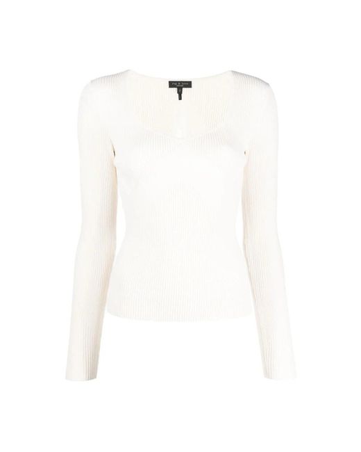 Rag & Bone White V-Neck Knitwear