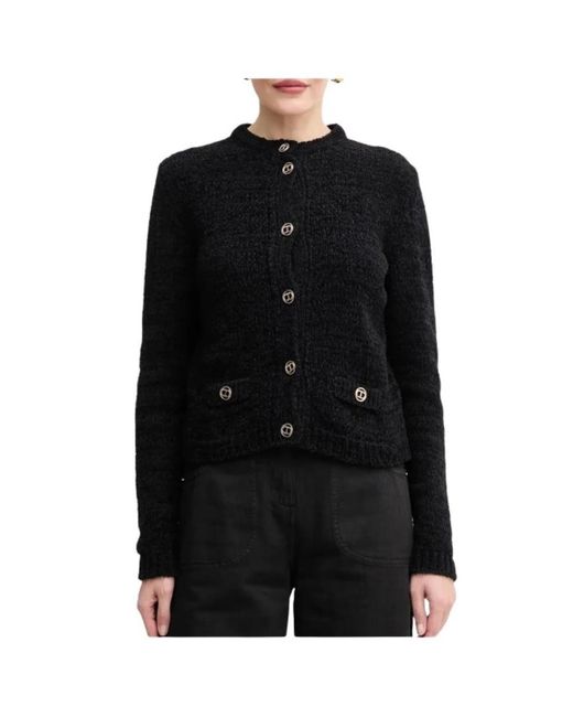 Twinset Truien & Vesten ,Zwart ,Gebreid Vest Met Gouden Knopen in het Black