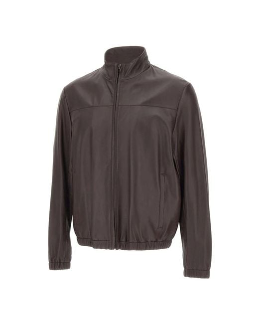 HUGO Gray Leather Jackets for men