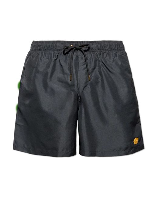 Versace Badmode ,Zwart ,Polyester Embroidered Medusa Swim Boardshorts in het Gray voor heren