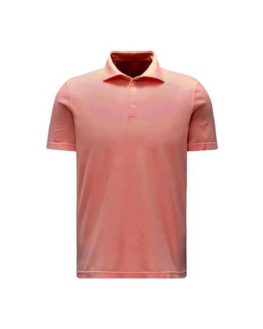 Fedeli Tops ,Rood ,Katoen Organische Giza Korte Mouw Polo Roze in het Pink voor heren