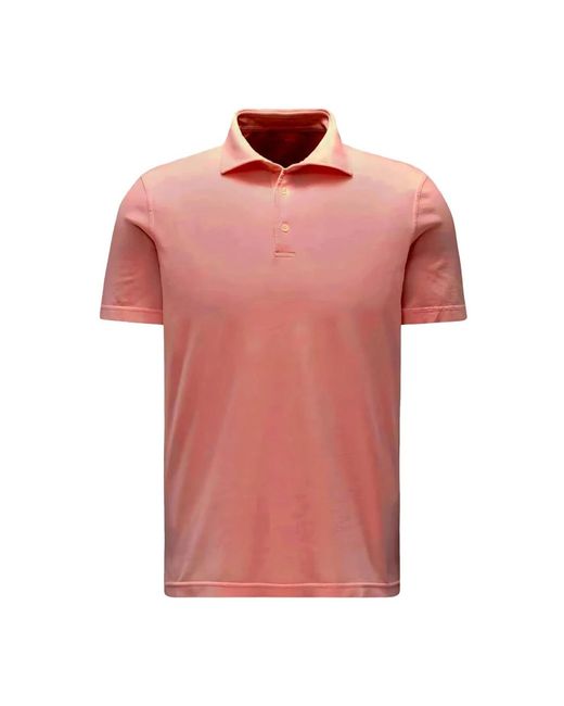 Fedeli Tops ,Rood ,Katoen Organische Giza Korte Mouw Polo Roze in het Pink voor heren