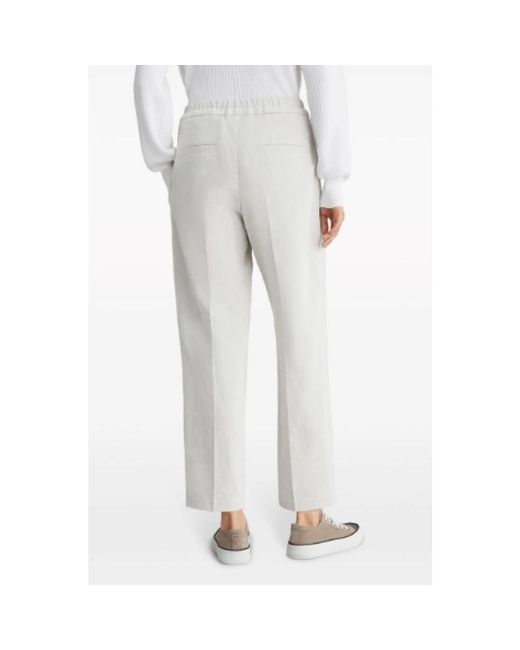Brunello Cucinelli White Cropped Trousers
