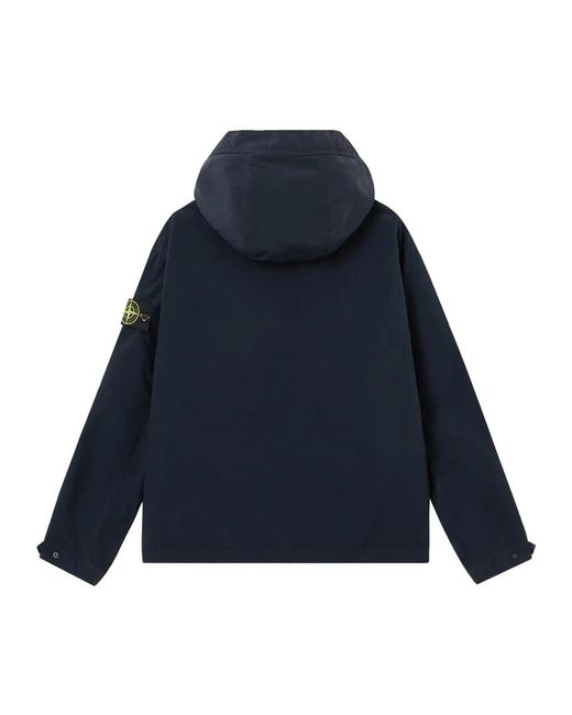 Stone Island Jassen ,Blauw ,Polyester Hooded Wind Jacket in het Blue voor heren
