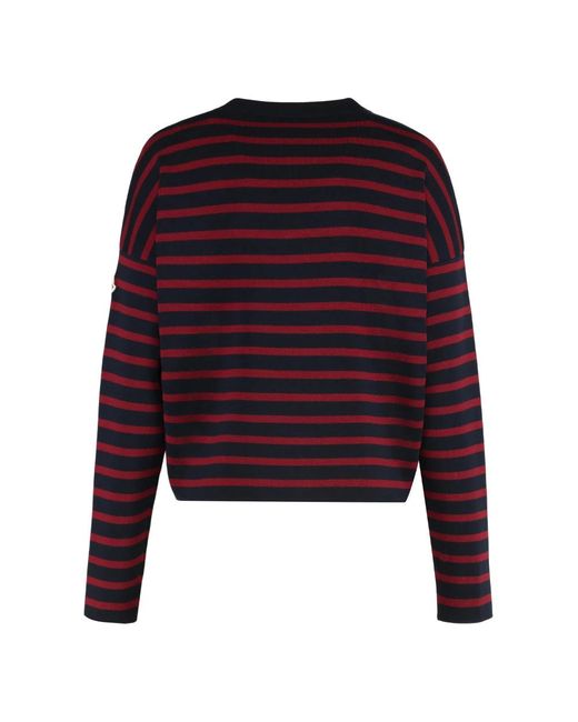 Moncler Purple Geprägter Logo Rundhalsausschnitt Wollpullover