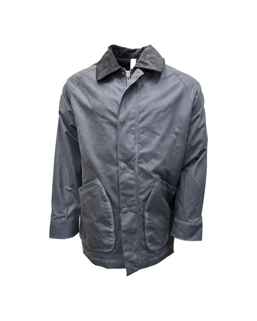 Brixtol Textiles Jassen ,Grijs ,Katoen Blauw Grijs Gewaxte Jas Curtis Stijl in het Gray voor heren
